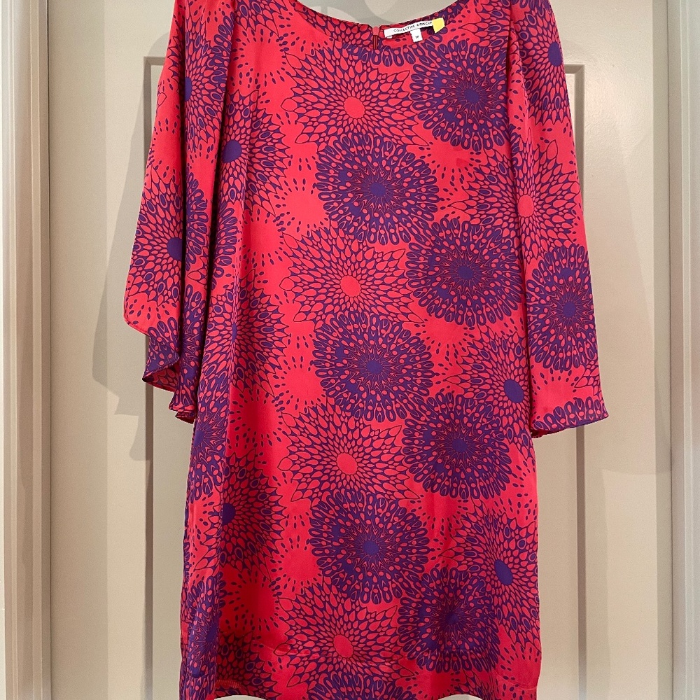Collective Concepts will tunic like dress-red and purple print